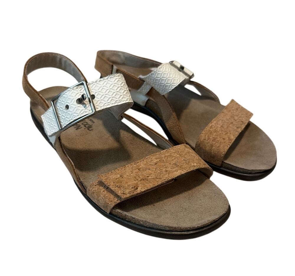 Naot Norah White Leather Cork Slide Comfort Sandals EU 38 US 7